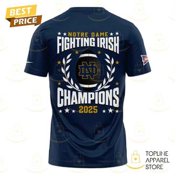 2025 National Champions Notre Dame Fighting Irish 3D T-Shirt – Blue