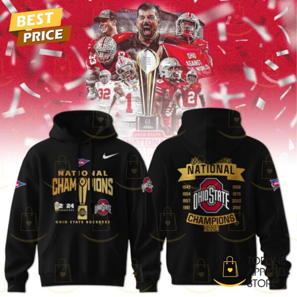 National Champions 2024 College Football Playoff Ohio State Buckeyes Nine -Time Hoodie – Black