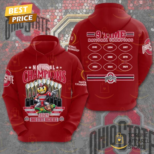 9 Time National Champions Ohio State Buckeyes Hoodie