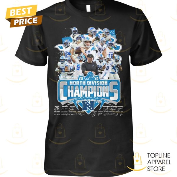 2024 NFC North Champions Detroit Lions Football Signature Unisex T-Shirt