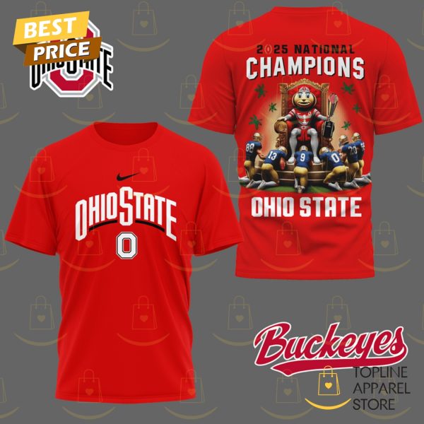 Ohio State Buckeyes 2025 National Champions Ohio State 3D T-Shirt – Red