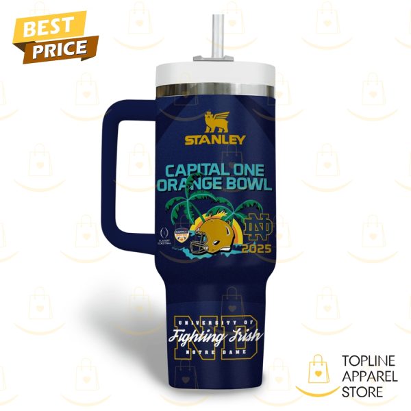 Capital One Orange Bowl 2025 Notre Dame Fighting Irish Tumbler With Handle And Straw