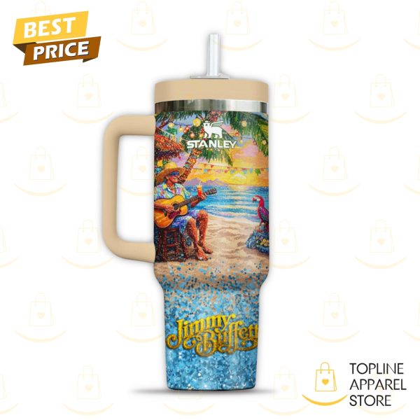 Jimmy Buffett Tumbler With Handle And Straw