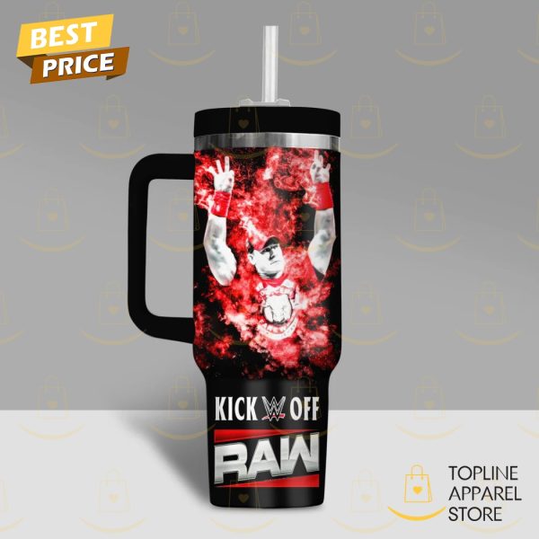 John Cena Kick Off Raw WWE Tumbler With Handle And Straw