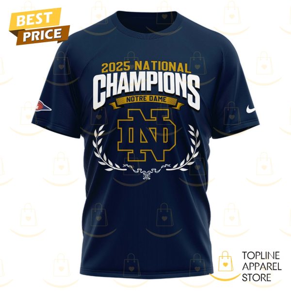 2025 National Champions Notre Dame Fighting Irish 3D T-Shirt – Blue