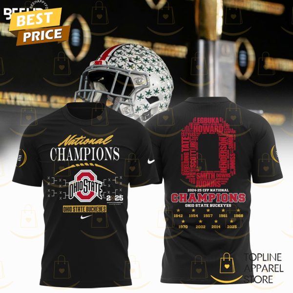 Ohio State Buckeyes 2024-25 CFP National Champion 3D T-Shirt – Black