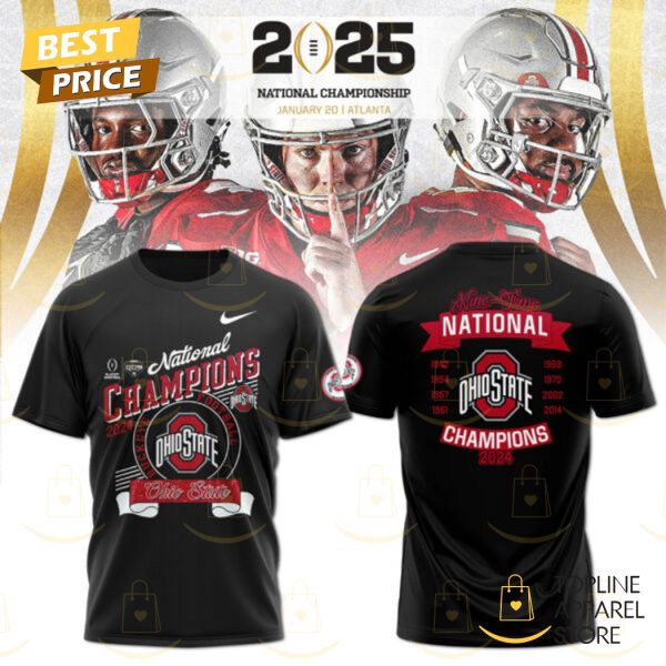 National Champions 2024 College Football Playoff Ohio State Buckeyes Nine -Time 3D T-Shirt