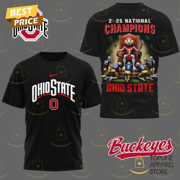 Ohio State Buckeyes 2025 National Champions Ohio State 3D T-Shirt – Black