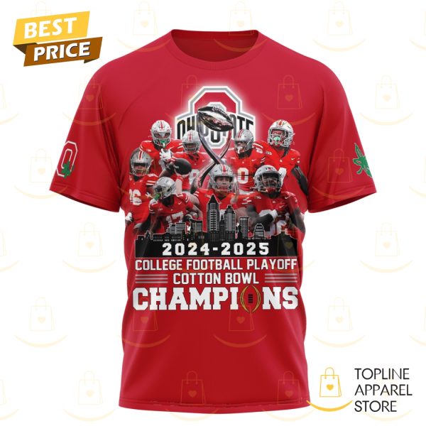 2024-2025 College Football Playoff Cotton Bowl Champions Ohio State Buckeyes 3D T-Shirt