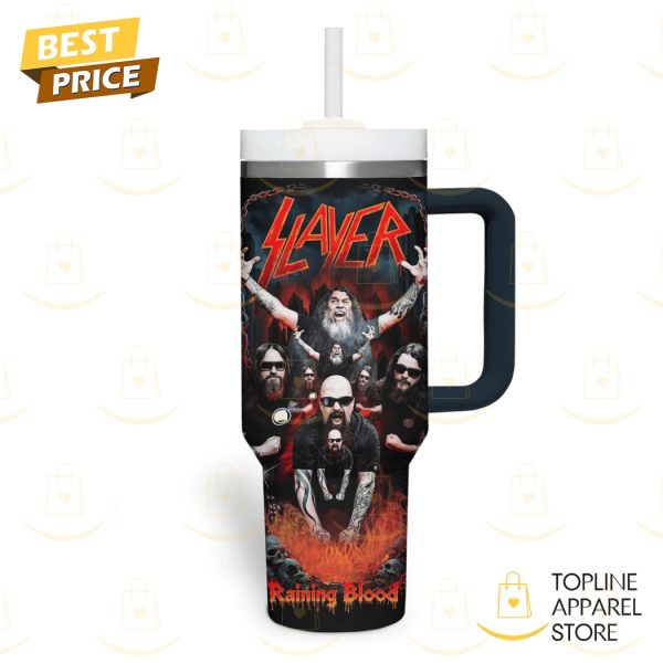 Slayer – Raining Blood Tumbler With Handle And Straw