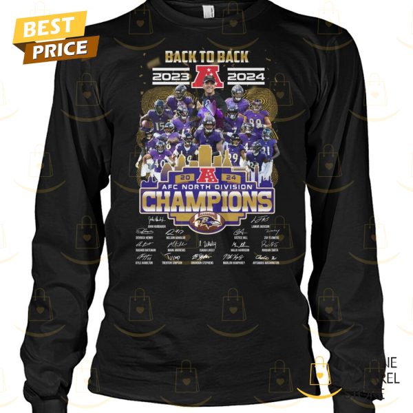 Back To Back 2023-2024 AFC Division Champion Baltimore Ravens Signature Unisex T-Shirt