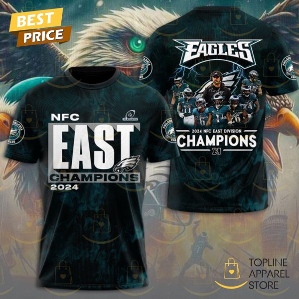 Philadelphia Eagles 2024 NFC East Division Champions Signature 3D T-Shirt