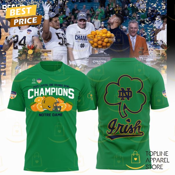 2025 Capital One Orange Bowl Champions Notre Dame Fighting Irish 3D T-Shirt – Green