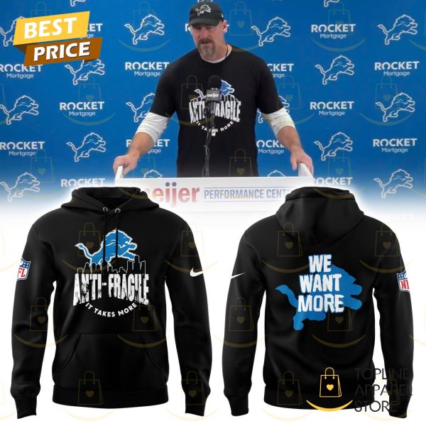 Detroit Lions We Want More Design Hoodie – Black