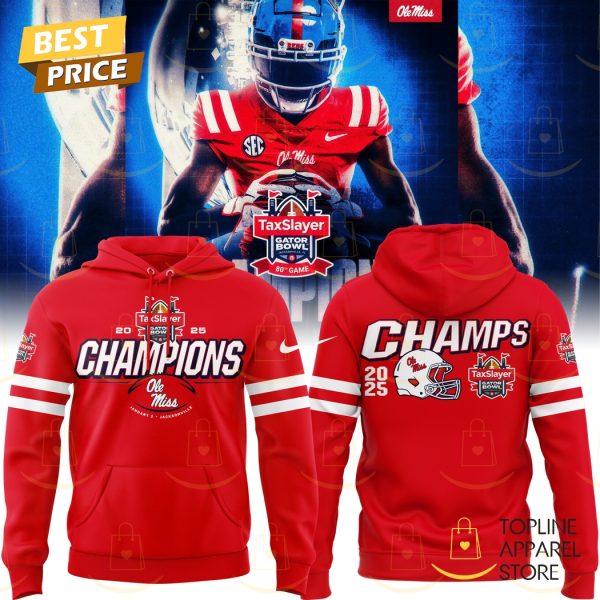 2025 Ole Miss Rebels Taxslayer Gator Bowl Champions Hoodie