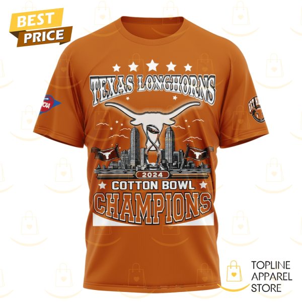 Texas Longhorns 2024 Cotton Bowl Champions 3D T-Shirt