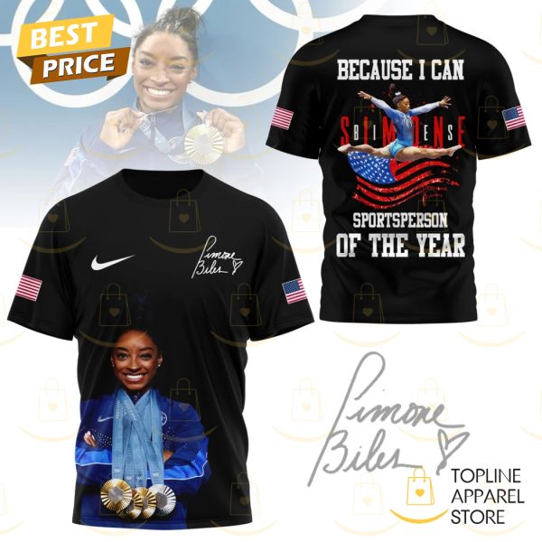 Simone Biles Because I Can Sportsperson Of The Year 3D T-Shirt – Black