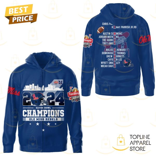 Ole Miss Rebels 2024 Gator Bowl Champions 2024 Zip Hoodie