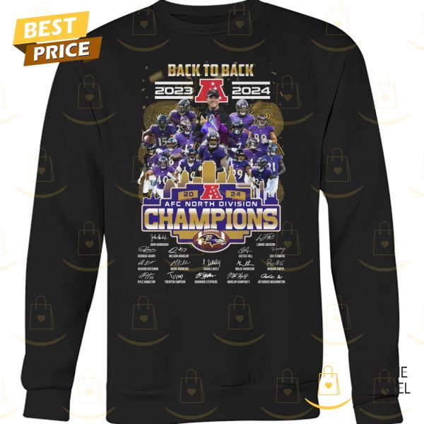 Back To Back 2023-2024 AFC Division Champion Baltimore Ravens Signature Unisex T-Shirt