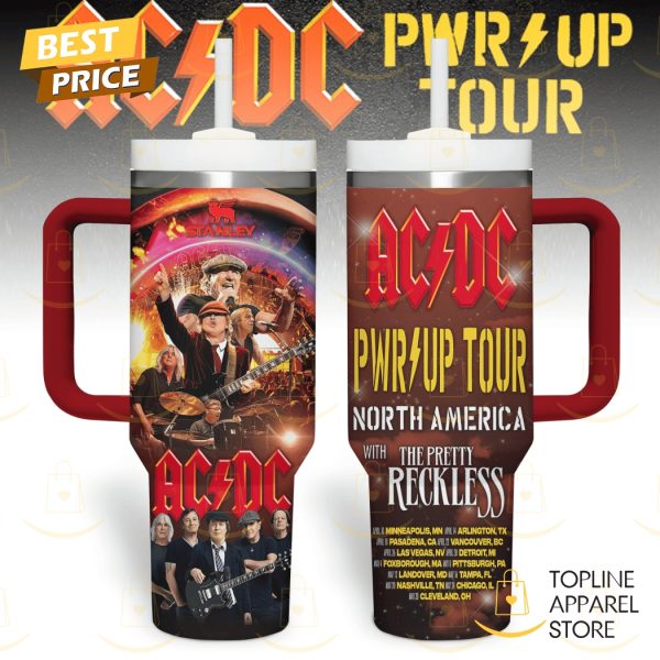 AC DC Pwr Up Tour North America With The Pretty Reckless Tumbler With Handle And Straw