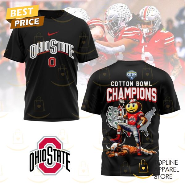 Ohio State Buckeyes Cotton Bowl Champions Black 3D T-Shirt