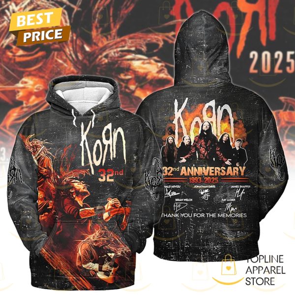 Korn 32nd Anniversary 1993-2025 Signature Thank You For The Memories Hoodie