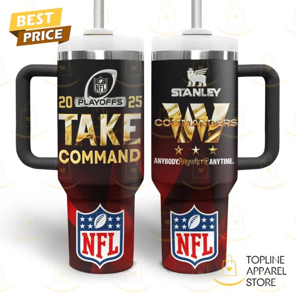 Washington Commanders 2025 Playoffs Take Command Tumbler With Handle And Straw