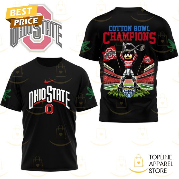 Ohio State Buckeyes Cotton Bowl Champions Black 3D T-Shirt