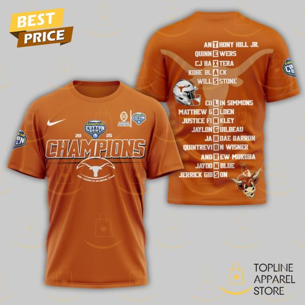 2025 Champions Playoff Semifinal Goodyear Cotton Bowl Texas Longhorns 3D T-Shirt