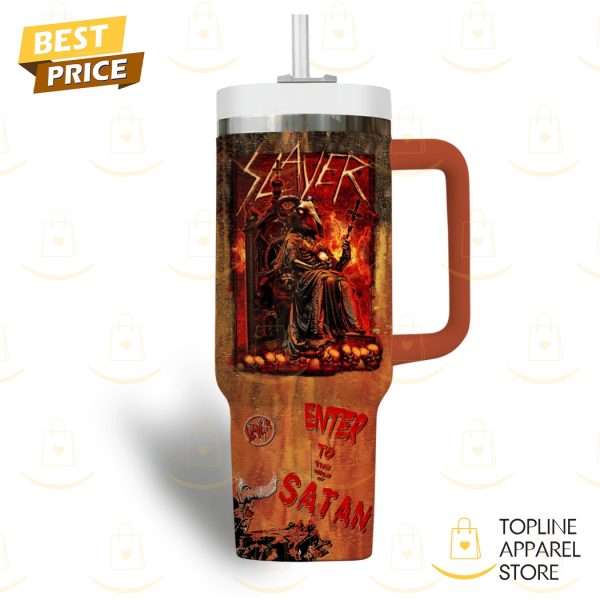 Slayer – Enter To The Realm Of Satan Tumbler With Handle And Straw