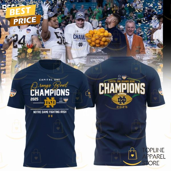 Notre Dame Fighting Irish Football 2025 Orange Bowl Champions 3D T-Shirt – Blue