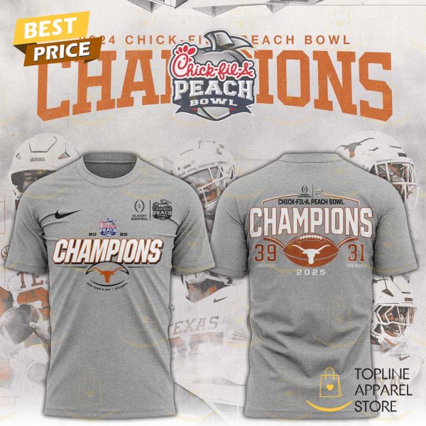 Texas Longhorns College Football Playoff 2025 Peach Bowl Champions 3D T-Shirt