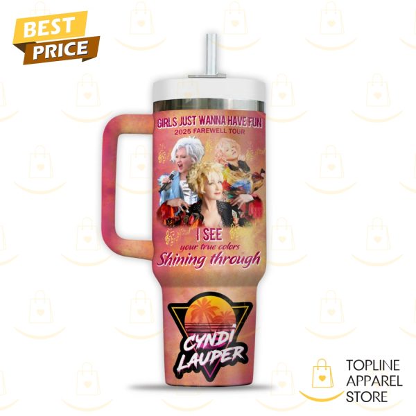 Personalized Cyndi Lauper Girls Just Want To Have Fun 2025 Tour Tumbler With Handle And Straw