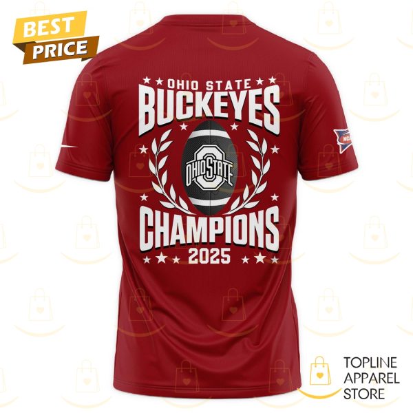 2025 National Champions Ohio State Buckeyes 3D T-Shirt – Red