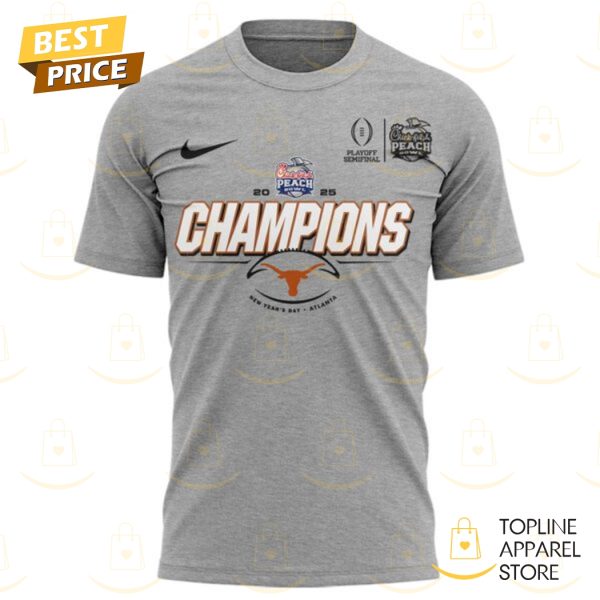 Texas Longhorns College Football Playoff 2025 Peach Bowl Champions 3D T-Shirt