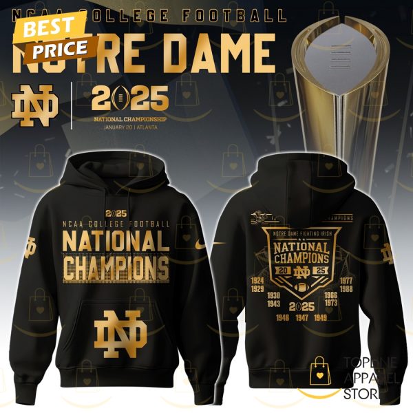 NCAA College Football National Champions 2025 Notre Dame Fighting Irish Hoodie