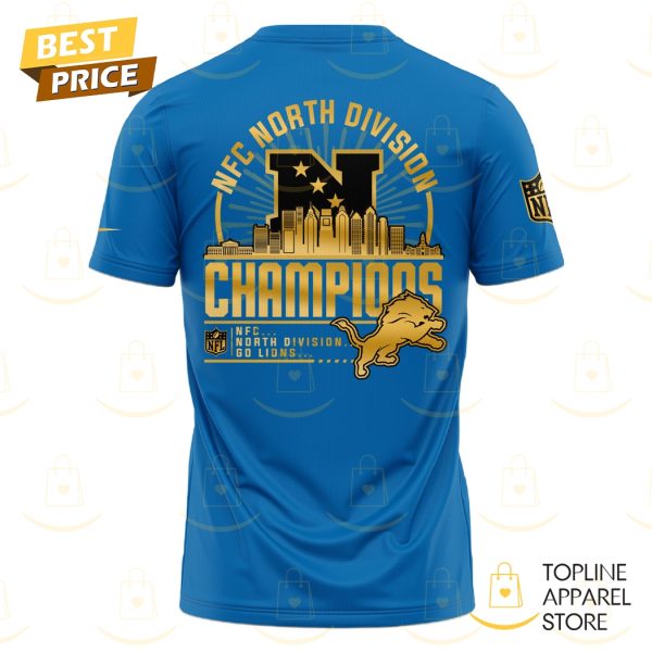 Detrois Lions 2024 NFC North Division Champions 3D T-Shirt – Blue