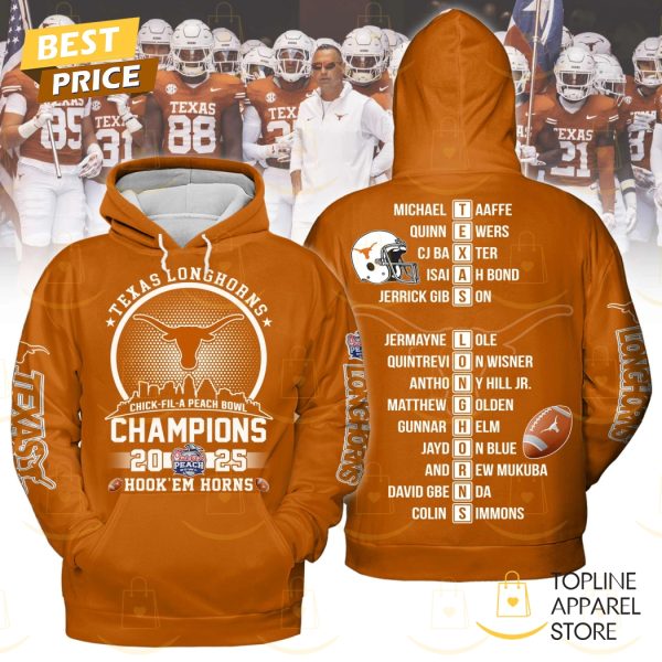 Texas Longhorns Chick Fil A Peach Bowl 2025 Champions Hoodie