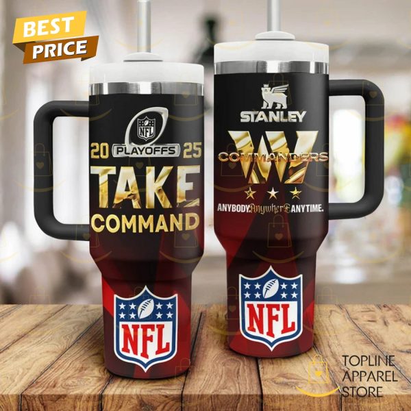 Washington Commanders 2025 Playoffs Take Command Tumbler With Handle And Straw