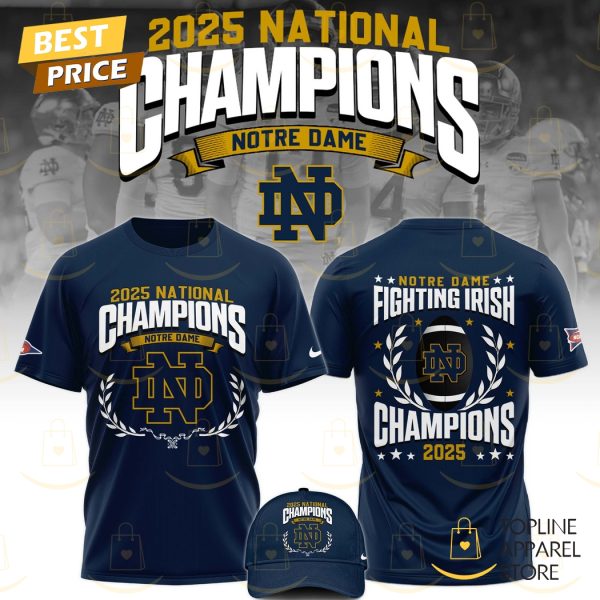 2025 National Champions Notre Dame Fighting Irish 3D T-Shirt – Blue