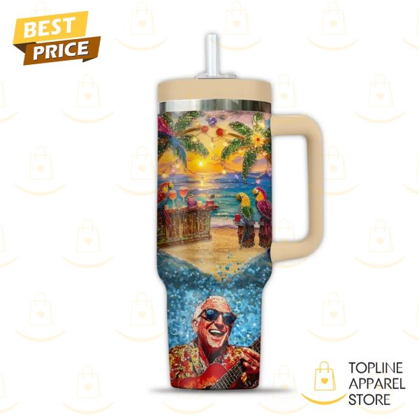 Jimmy Buffett Tumbler With Handle And Straw