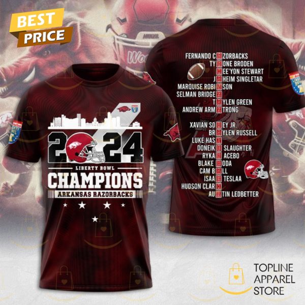 Arkansas Razorbacks Football Liberty Bowl Champions 3D T-Shirt