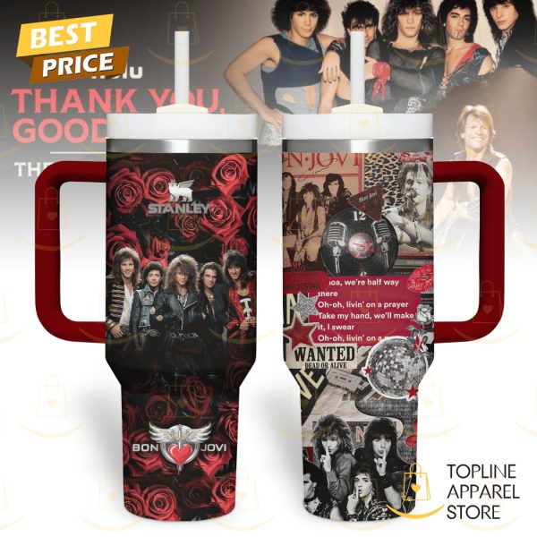 Bon Jovi – Wanted Dead Or Alive Tumbler With Handle And Straw