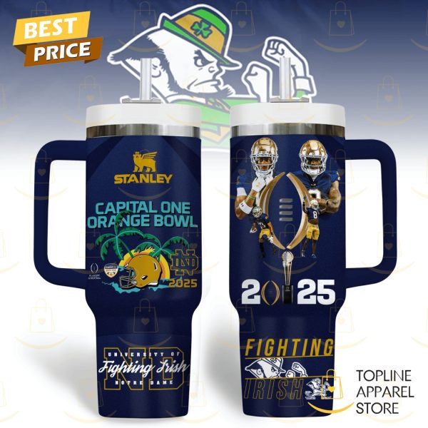 Capital One Orange Bowl 2025 Notre Dame Fighting Irish Tumbler With Handle And Straw