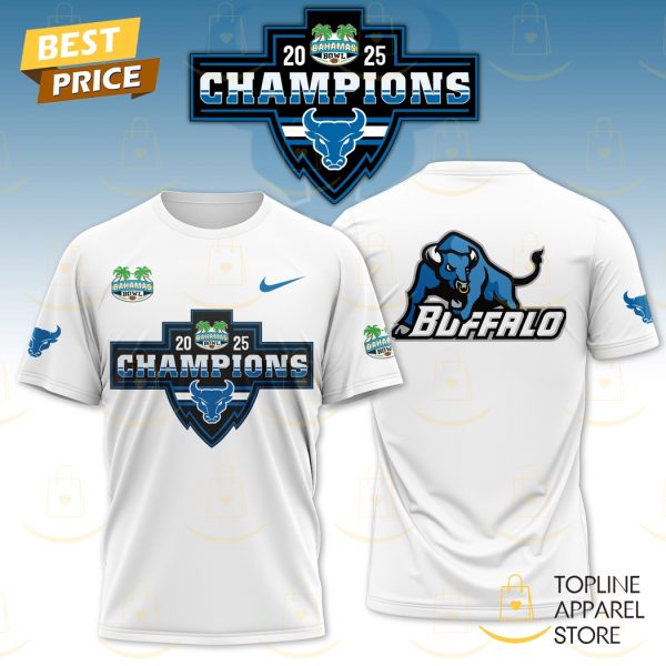 Buffalo Bulls Football Buhamas Bowl Champions 3D T-Shirt – White