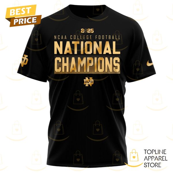 NCAA College Football National Champions 2025 Notre Dame Fighting Irish 3D T-Shirt – Black