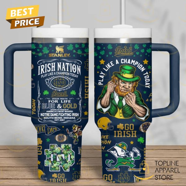 Notre Dame Fighting Irish – Play Like A Champion Today Tumbler With Handle And Straw