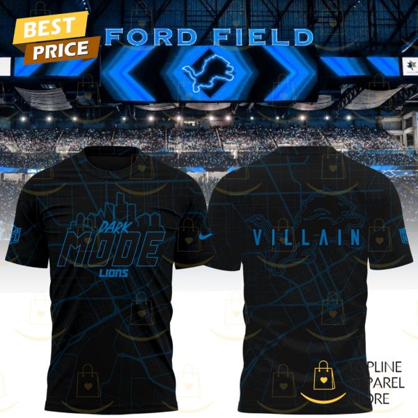 Detroit Lions Back In Black Dark Mode Lions 3D T-Shirt