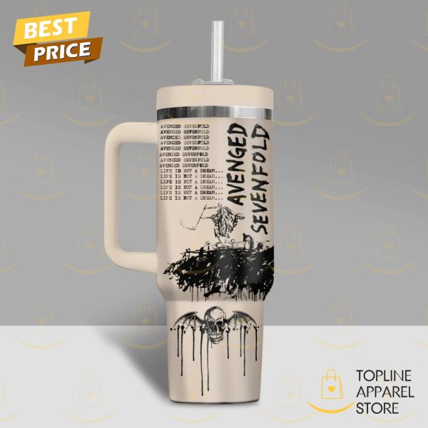 Avenged Sevenfold Life Is But A Dream Tumbler With Handle And Straw