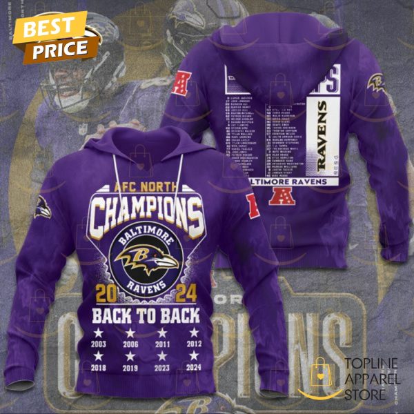 2024 AFC North Champs Baltimore Ravens Back To Back Hoodie